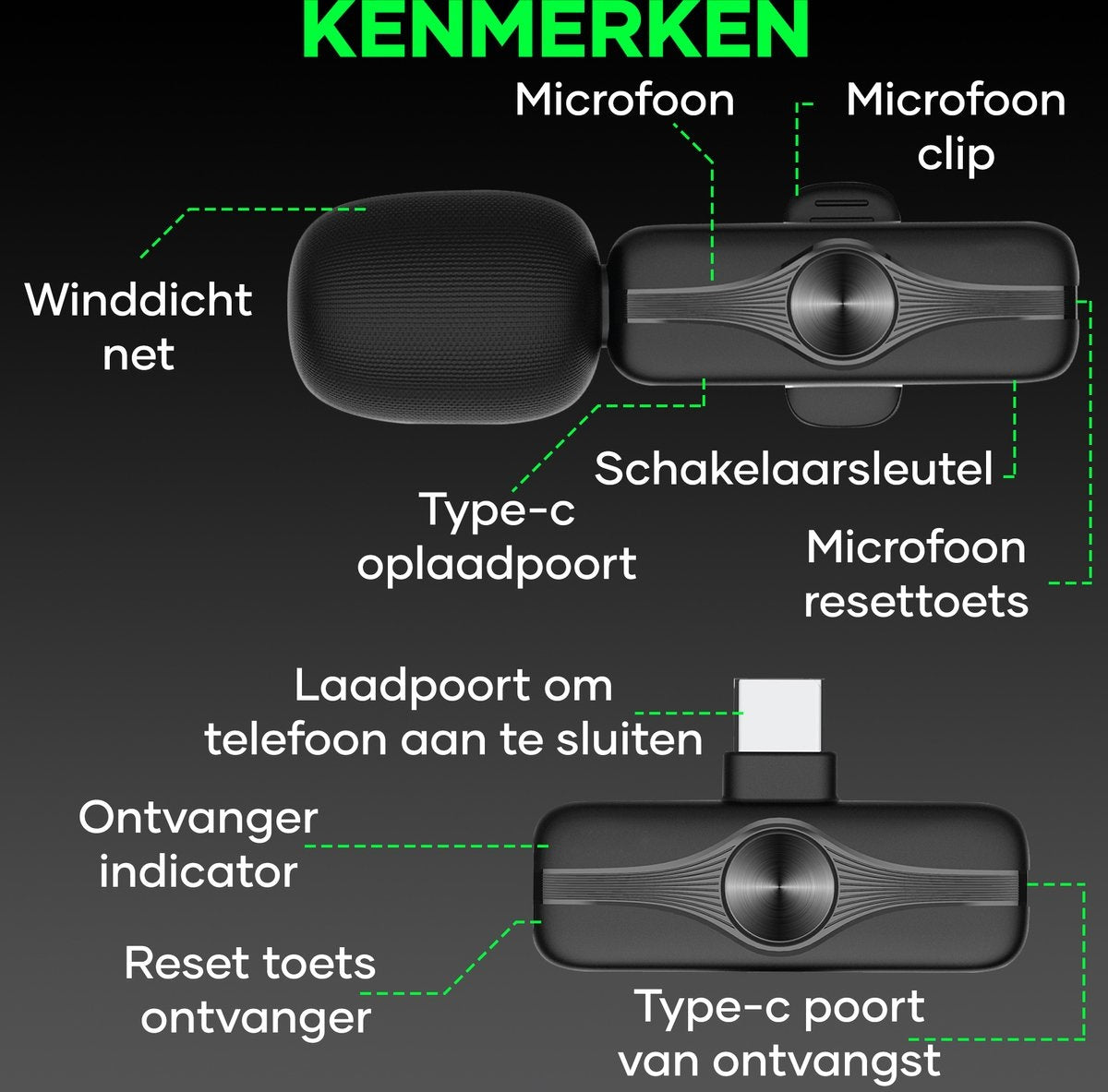 MATTIÂ® 2-in-1 - Drahtloses Mikrofon - USB-C - Mikrofon - Tie Pin Mikrofon - Android & Laptops