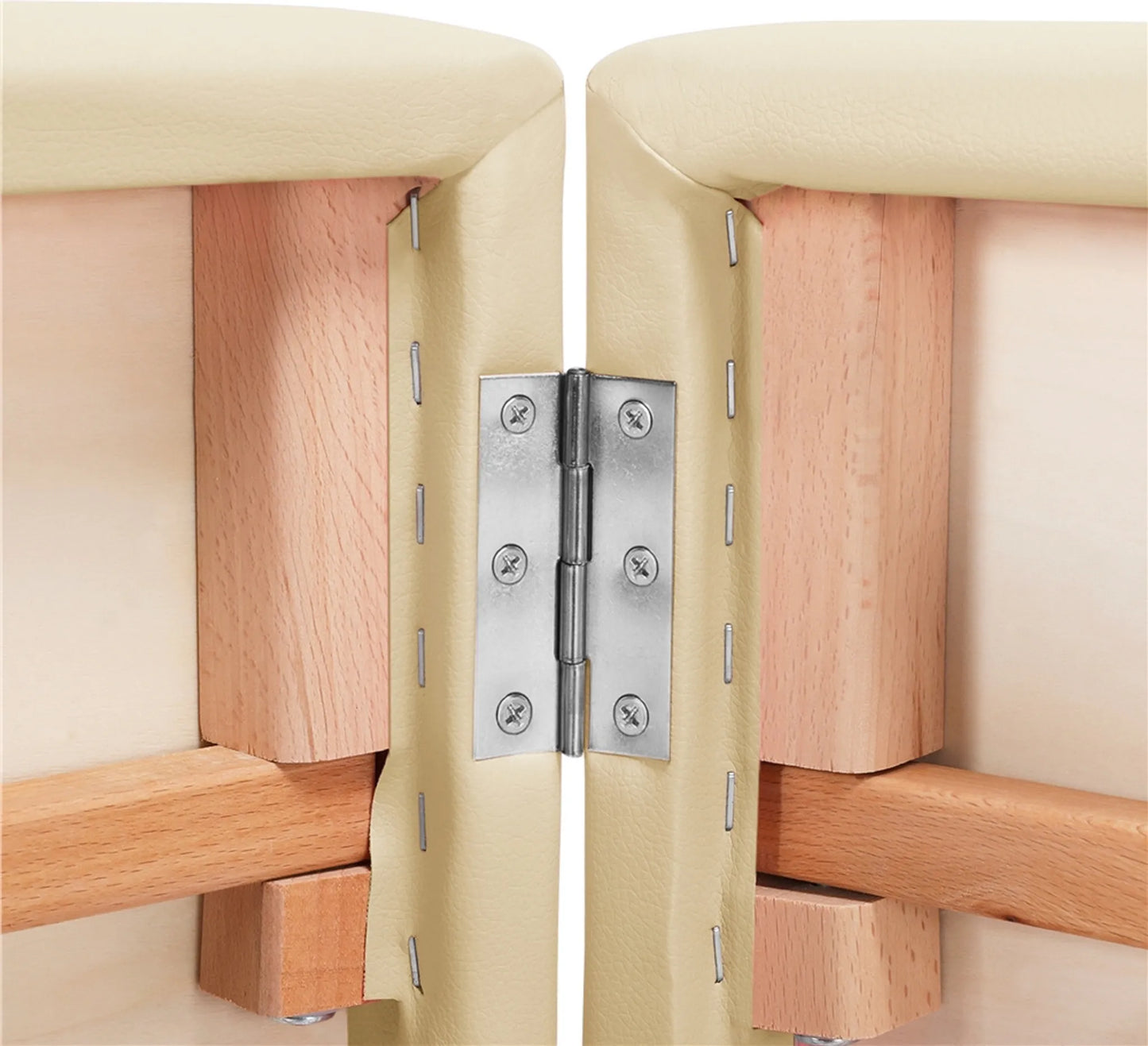 Yaheetech Klappbarer Massagetisch - 213 x 82 x 64-85,5 cm - Ausgestattet mit Buchenbeinen und verstellbarer Kopfstütze und Tragetaschenfunktion - Für Schönheitssalon und Massagestudio - Cremefarbenes Kunstleder und Holz
