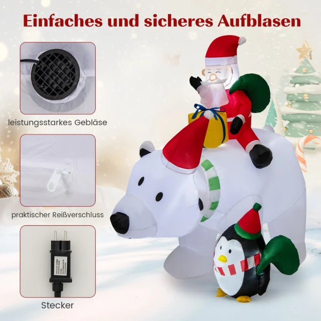 Costway Aufblasbare Weihnachtsdekoration - Inkl. LED & Zubehör - 230 x 70 x 210 cm - Mehrfarbig