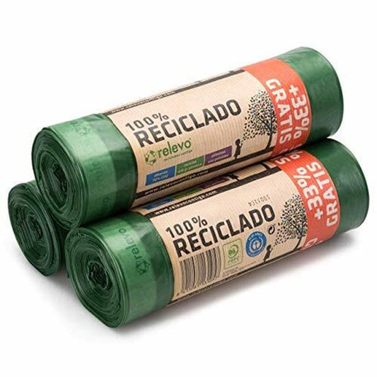 Relevo 100% recycelte Müllbeutel, extra stark, 30 Liter, 60 Müllbeutel - 3er-Pack