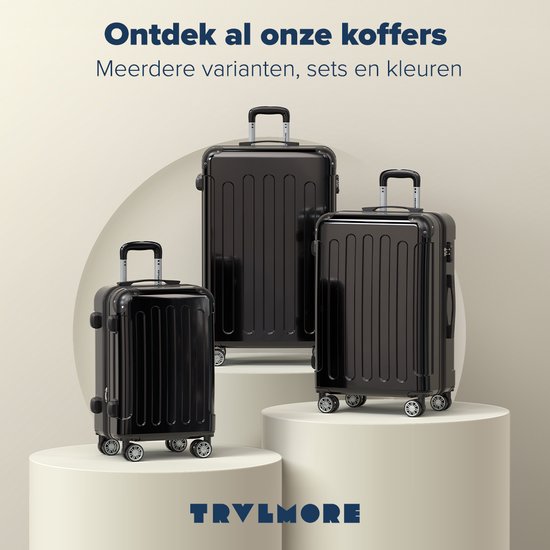 TRVLMORE - Kofferset - 3 Stück - 45L Handgepäck + 75L und 115L geräumiges Gepäck - TSA Schloss - Leichtgewicht - Reisekofferset - Schwarz