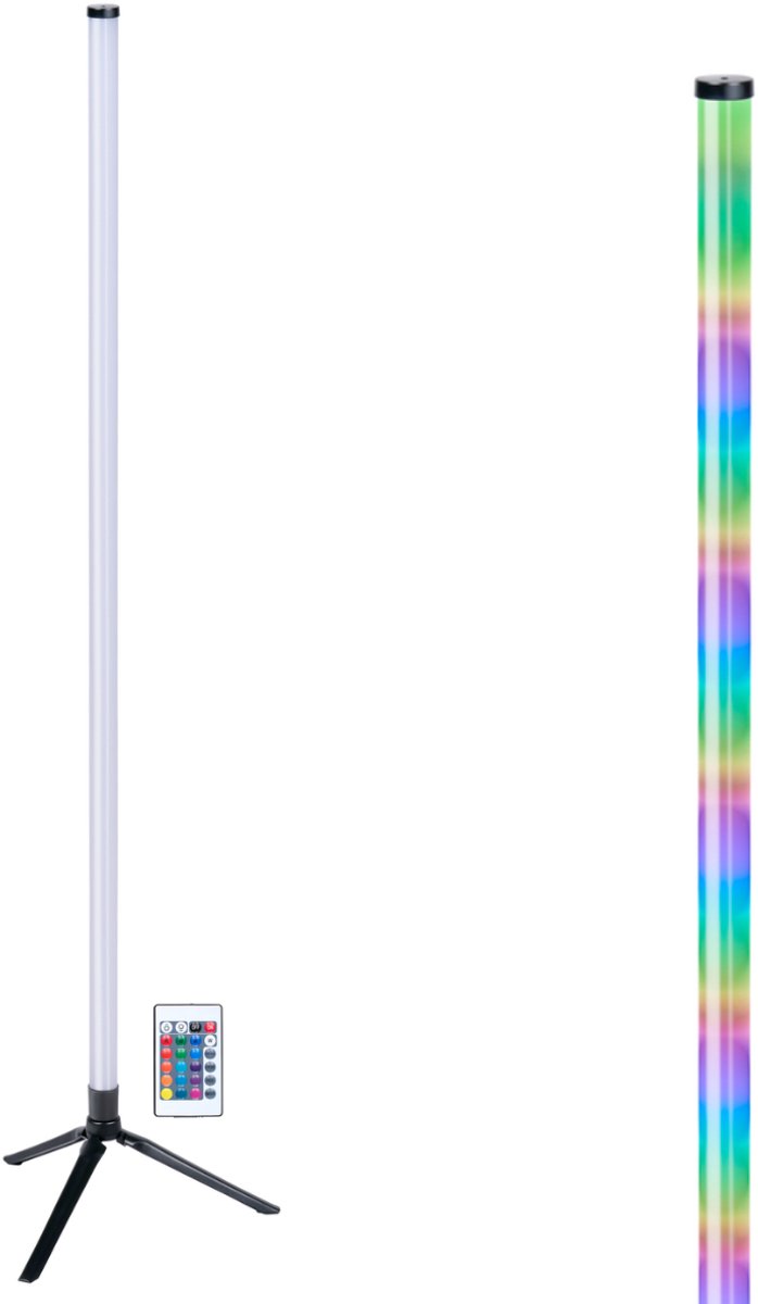 Grundig - LED Stehleuchte 120 cm - Mit Fernbedienung - USB betrieben - Stimmungsvolle Lampe für Wohnzimmer, Schlafzimmer und Gaming - 4 Lichtmodi, 60 LEDs