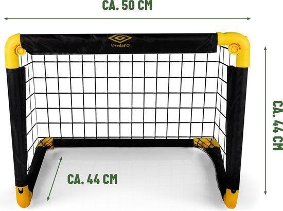 Umbro Fußballtor Set - 2 Stück - 50 x 44 x 44cm - faltbares Fußballtor - Schwarz/Gelb