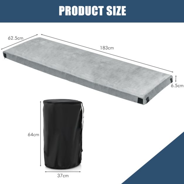 Coast Campingmatte - Memory-Schaum - aufrollbar - 183 x 63 x 7 cm - Grau