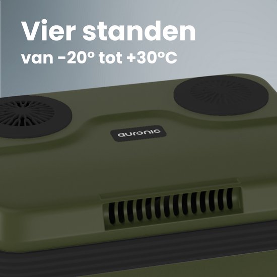 Auronic Coolbox Electric 12V und 230V - 25L - Camping-Kühlschrank - Auto - Kühlung und Heizung - Kühlbox - Grün
