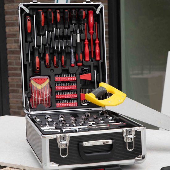 ALDORR Tools – 152 - Teiliges Werkzeugset im Koffer – Werkzeugkasten – Gefüllter Werkzeugkoffer – Werkzeugkiste – Schraubendreherset – Aluminium – Handwerkzeug – Basiswerkzeug – Mit Drehmomentschlüssel mit Ratsche – Geschenk für Männer - Einweihungsgesche