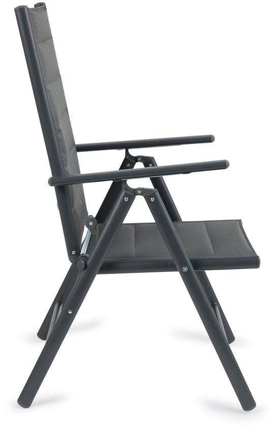 909 OUTDOOR Gartenstühle mit Polster-Set (2er-Set) – zusammenklappbar – verstellbar – Aluminium & Polyester – 67 x 56 x 106 cm