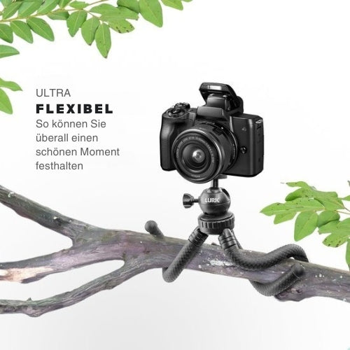 LURK® - 3 in 1 Flexibles Octopus-Stativ Stativ - für Smartphone & (Action-)Kamera - Inkl. Telefonklemme und Bluetooth-Fernbedienung - 25 cm