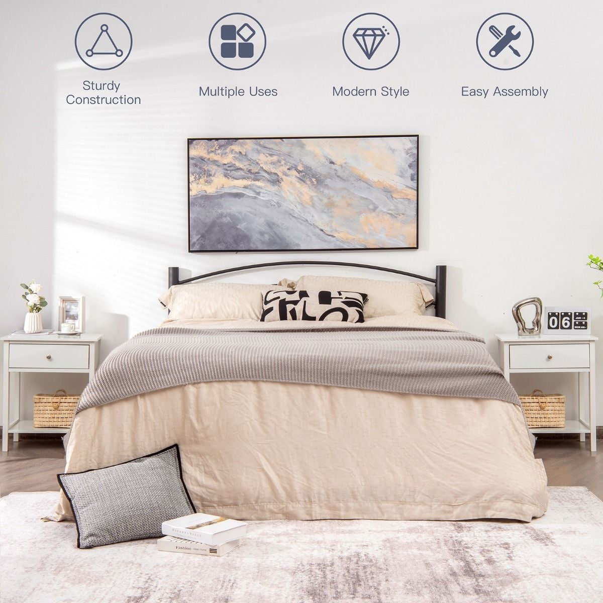 Coast Nachttisch 2-stufiges Nacht-Sideboard moderner Nachttisch mit Schublade weiß