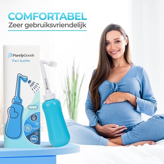 PurelyGoods® Peri Bottle - Portable Bidet - Vaginal Dusche - Perineum - Schwangerschaft - Postpartum Spülen Flasche - 450ML - Blau
