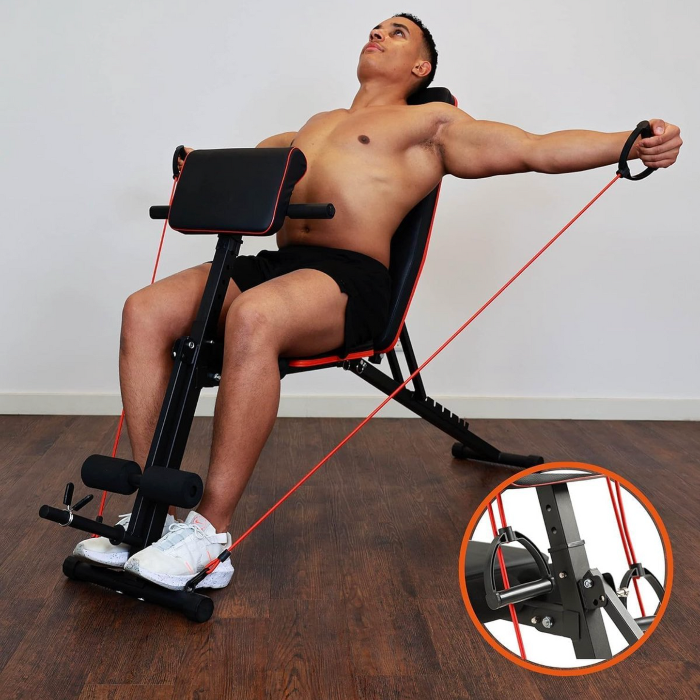 DH FitLife zusammenklappbare Hantelbank mit Curlbank und Beinstrecker, multifunktional - 7 Stufen