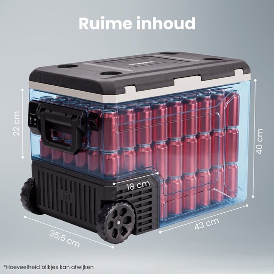 Auronic Electric Cool Box - Kompressor - 80L - 12V und 240 Volt - Camping Kühlschrank - Frigobox Auto - Mit Rädern und Griff - Schwarz