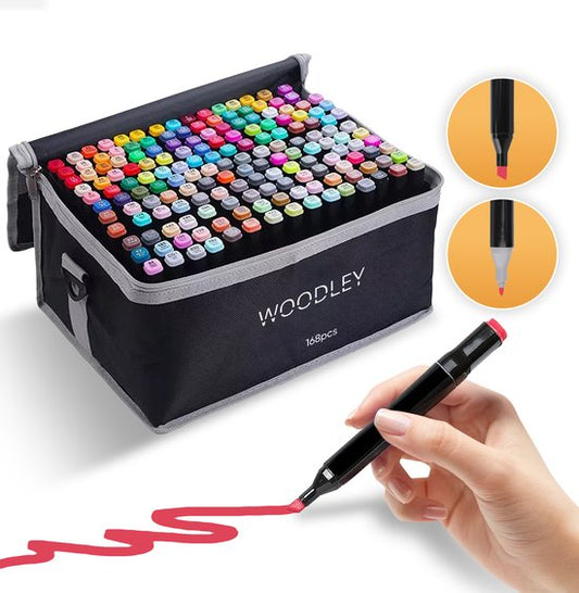 Woodley - Double-sided Markers - Doppelseitige Marker - Twinmarker - Für Erwachsene und Kinder - 168 Farben