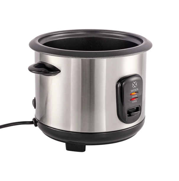 Woox Elektrischer Reiskocher 1 Liter – Schwarz & Edelstahl – Glasdeckel
