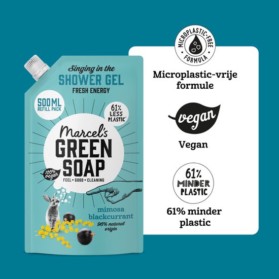 Marcel's Green Soap Duschgel-Nachfüllpackung – Mimose & Schwarze Johannisbeere – 6 x 500 ml
