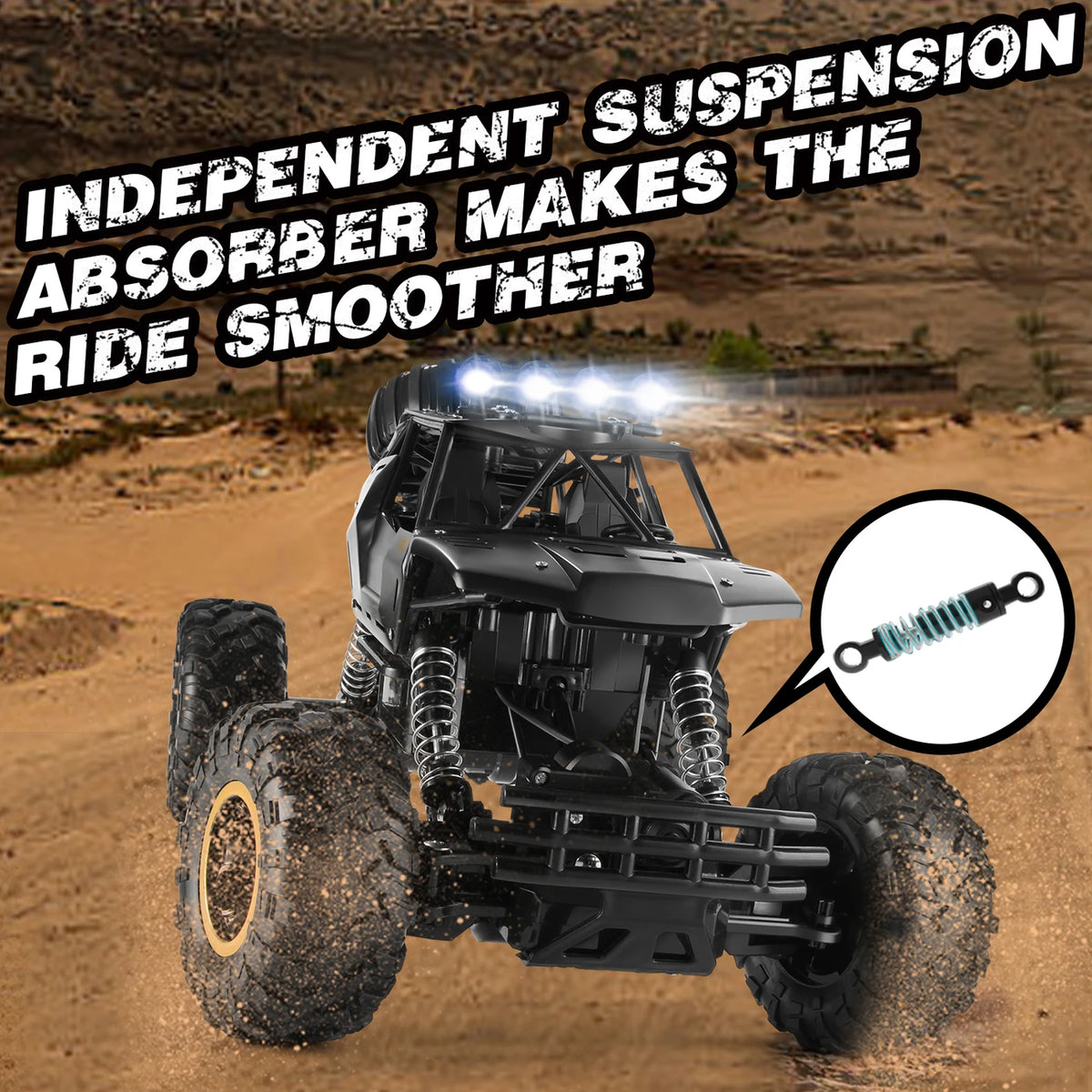 4DRC RC-Monstertruck 1:12 – Offroad-Allradantrieb – Metallgehäuse, LED-Scheinwerfer, 2 Akkus