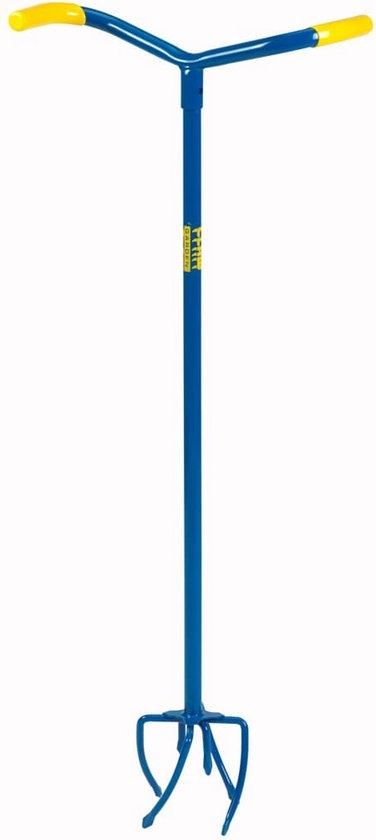 Gardenclaw Tuinklauw GC821-06 - Woelvork - 14,5 x 14,5 x 95,5 CM - Aarde Losmaken, Onkruid Wieden, Grond Beluchten, Kultiveren - Blauw/Geel