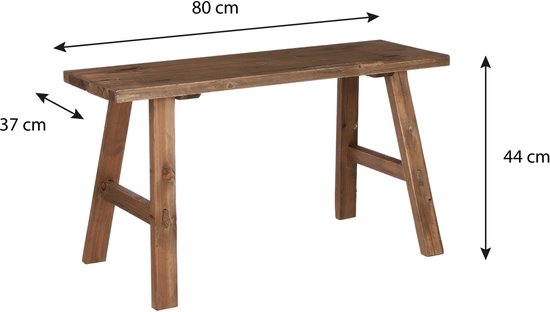 Mica Decorations Bold Holzbank – L 80 x B 37 x H 44 cm – Recyclingholz – Braun