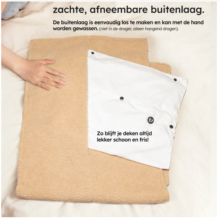 Saaf - Heizdecke & Sitzheizung - 40 x 110 cm - Beige Teddy - 3 Wärmestufen mit 10.000 mAh Akku - Kabellos & USB-beheizt - Maximaler Komfort