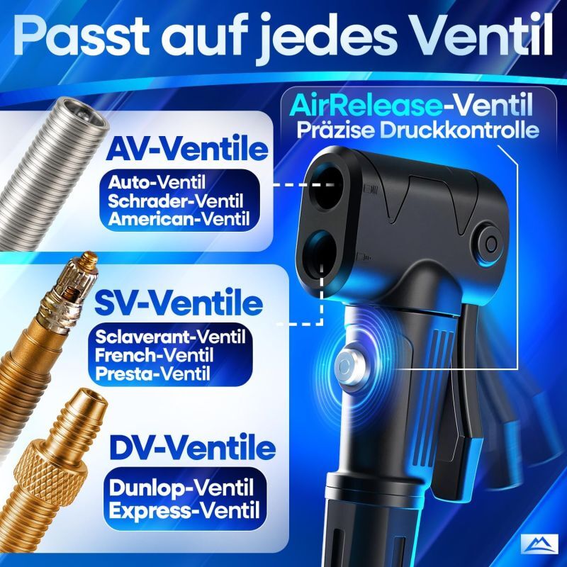 NEXTCOVER® Fahrradpumpe Alle Ventile - Airflow Technologie - Pumpe für Autoventil - Manometer - Luftpumpe Fahrrad