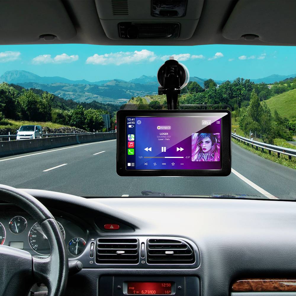Technaxx TX-320 Kabelloses CarPlay- und Android Auto-Display – Schwarz – 7-Zoll-Touchscreen – Bluetooth 5.0 – WLAN – 19 x 11,1 x 3,7 cm