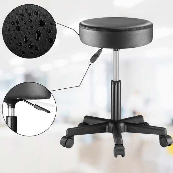 Casaria Verstellbarer Drehhocker - 46/60cm Sitzhöhe - 1 Stück Schwarz