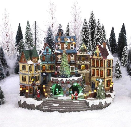 LuVille Weihnachtsdorf Miniaturdorf Quadrat - L42 x B25 x H32 cm