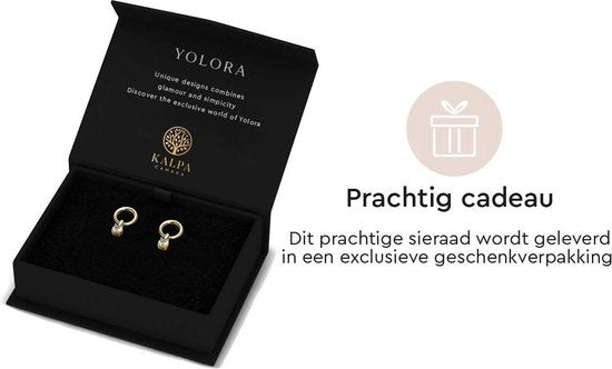 Yolora Damen Ohrringe mit Kalpa Camaka Kristallen - Farbe Gold - 18K Gelbgold vergoldet - Damen Ohrringe Gold - Ohrstecker - Schmuck - Luxus Geschenkbox - Geschenkbox - Exklusive Geschenkbox - Schöne Geschenkverpackung