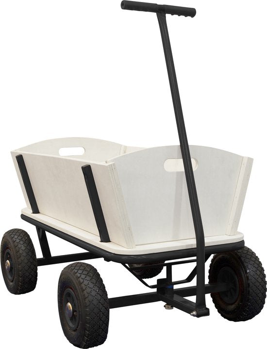 Sunny Billy Beach Wagon Wagen Anthrazit - Blankes Holz - Wagen mit Luftreifen - 94x61x97cm