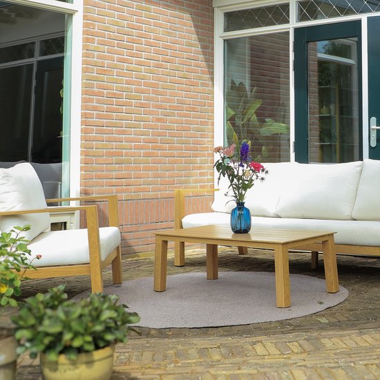 AXI Corfu Outdoor-Teppich – Rund – Ø 180 cm – Beige / Rosé – Outdoor-Teppich – Outdoor-Teppich – Wetter- und UV-beständig – Flachgewebt – Gartenteppich – Für drinnen und draußen – Handgewebt