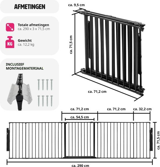 tectake - Kaminzaun Sicherheitszaun - Agni - 5 Elemente - stabil und sicher - 403569