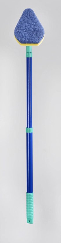 Generic - Bad-/Fliesenwischer Blitz-Blank - 4-teilig - mit Teleskopstiel & doppelseitigem Schwamm - Blau