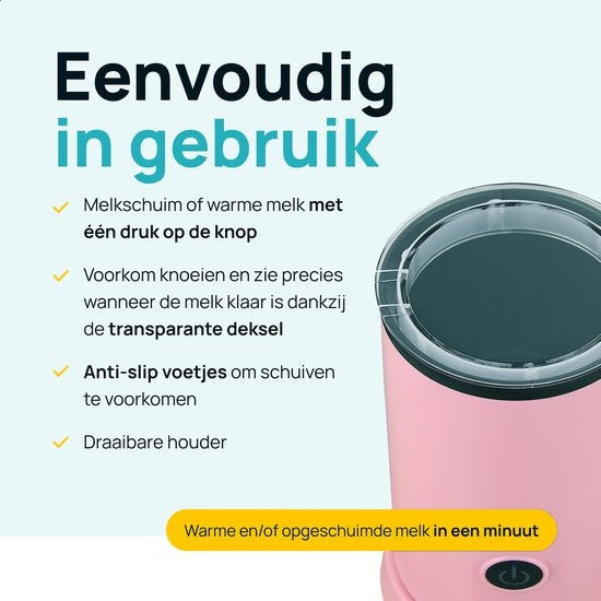 MOA Milchaufschäumer elektrisch - BPA-frei - zum Aufschäumen und Erhitzen - Pink - MF5P