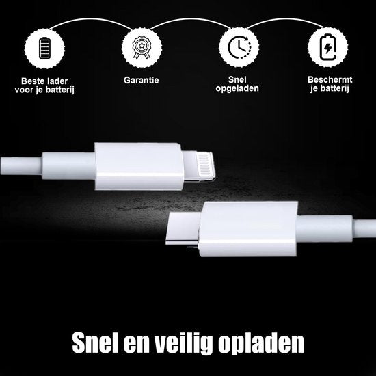 Golden Sound 35W Original Super Fast Charger - Lightning Ladegerät geeignet für Iphone - Ladegerät - 2 Meter mit Ladestecker