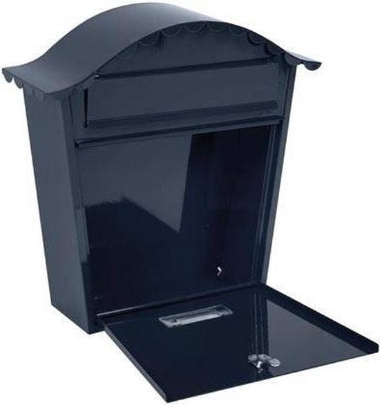 Perel Briefkasten Paris, wandmontiert, mit Namensschild, inkl. 2 Schlüssel, Maße (H x B x T) 37 x 26,5 x 13,2 cm, blau