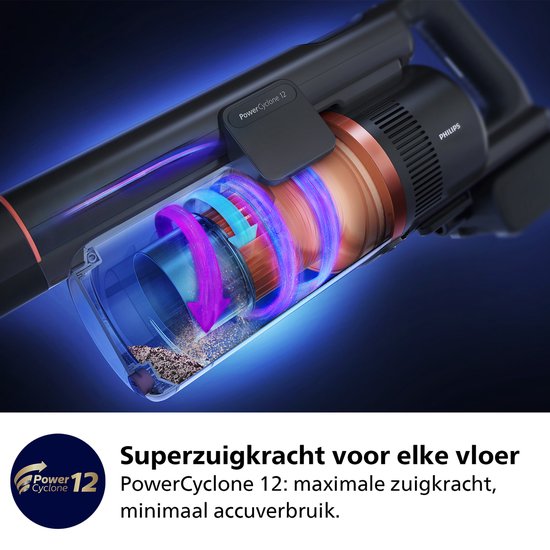 Philips Staubsauger mit Wischfunktion XC8055/01 Aqua Plus – kabellos und beutellos – Saugdüse mit LED-Beleuchtung – Handstaubsauger – Akkulaufzeit bis zu 80 Minuten – leicht – blau