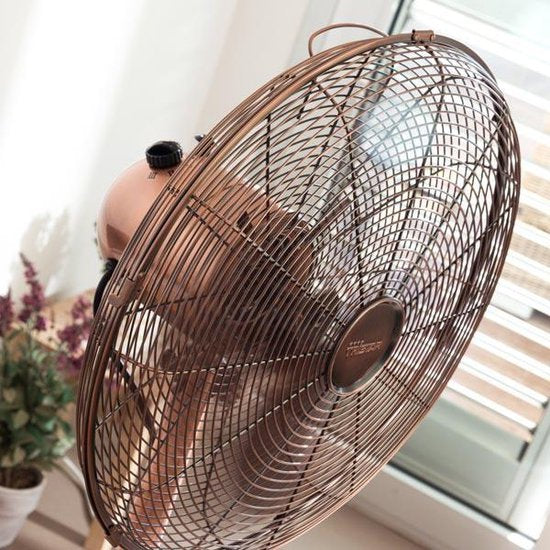 Tristar Retro Stativventilator 40 cm – 50 W – 3 Geschwindigkeitsstufen – 85° Schwenkbereich – Mit Höhenverstellung – Kupferfarben – VE-5971