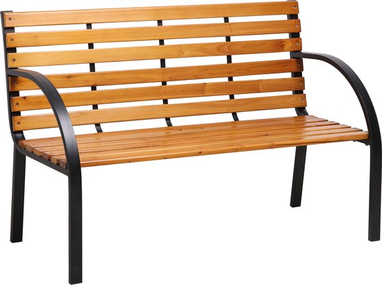 AXI Otis Gartenbank aus Holz mit mattschwarzem Stahlgestell – Zedernholz – 122 x 60 x 83 cm – Zweisitzer-Gartenbank