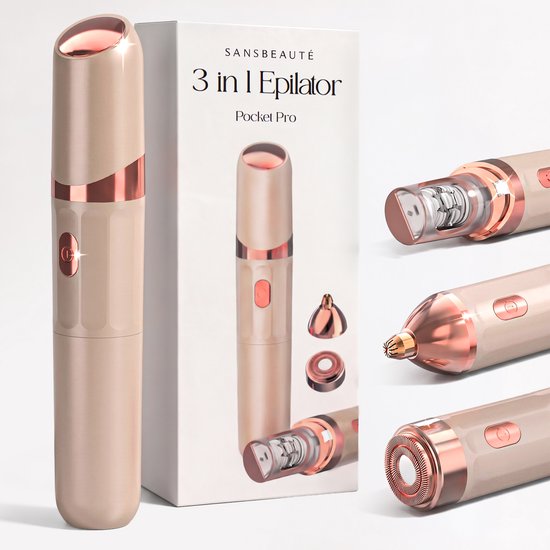 Sansbeauté 3-in-1-Epilierer für Frauen PocketPRO mit Reisetasche – Epiliergerät für Damen – Epilierer – Gesichts-Epilierer für Frauen – Gesichtsenthaarung für Damen – Epilierer für das Gesicht – Epilierer für Damen – Gesichts-Epilierer für Damen – Wiedera