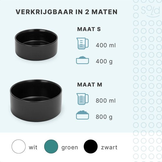 Futternapf Hund - Futternapf Katze - Trinknapf - Mit Ständer - 2x 400 ml - Größe S - Schwarz