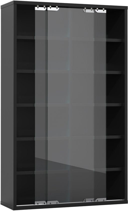 Vitrine - Fächerschrank - Lagerschrank - 12 Fächer mit Schiebetüren