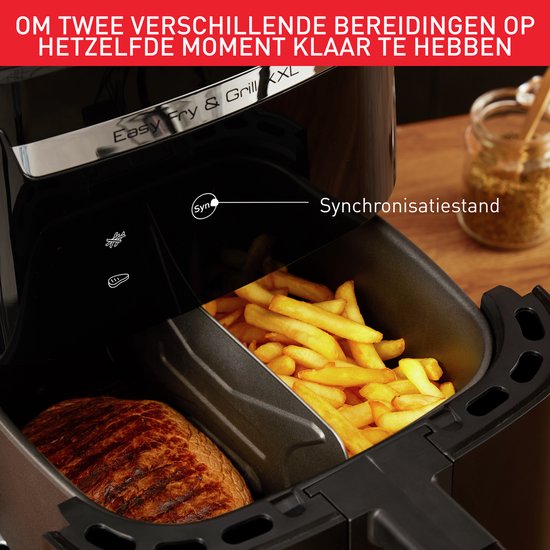 Tefal Easy Fry & Grill XXL EY8018 – 2-in-1-Heißluftfritteuse und Grill – 6,5 l – FlexCook – 8 Programme – Schwarz – Für 8 Personen