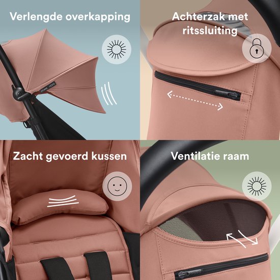 Stokke YOYO 6+ Farbpaket, Ginger – Textilien: Sitzkissen, ausziehbares Verdeck und Rückentasche mit Reißverschluss – Für den YOYO-Rahmen (separat erhältlich)
