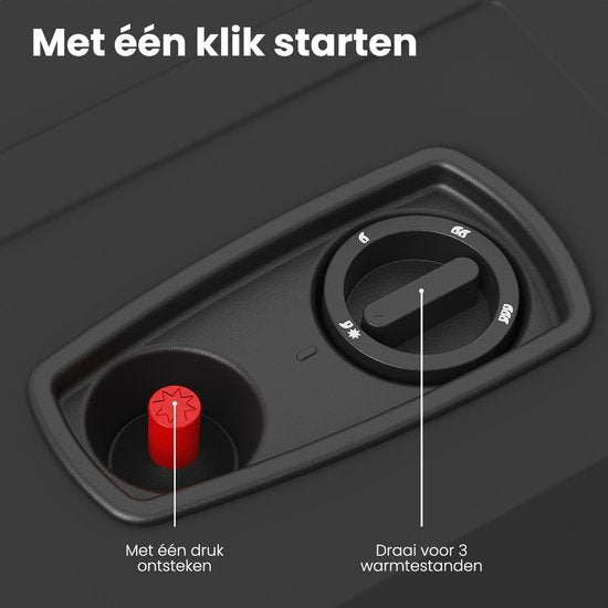 Auronic Mobiler Gaskocher - mit Rädern - bis zu 60 mÂ² - Inklusive Gasdruckregler und Gasschlauch - Inklusive Aufbewahrungshülle - Schwarz