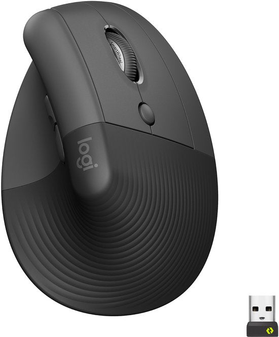 Logitech Lift – Vertikale ergonomische Maus – Für Rechtshänder – Dunkelgrau