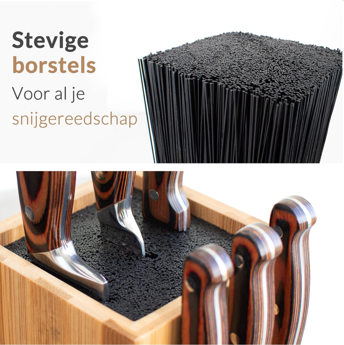 Dymund Messenblok - voor 15+ Messen - Duurzaam FSC Hout - Universeel - Bamboe