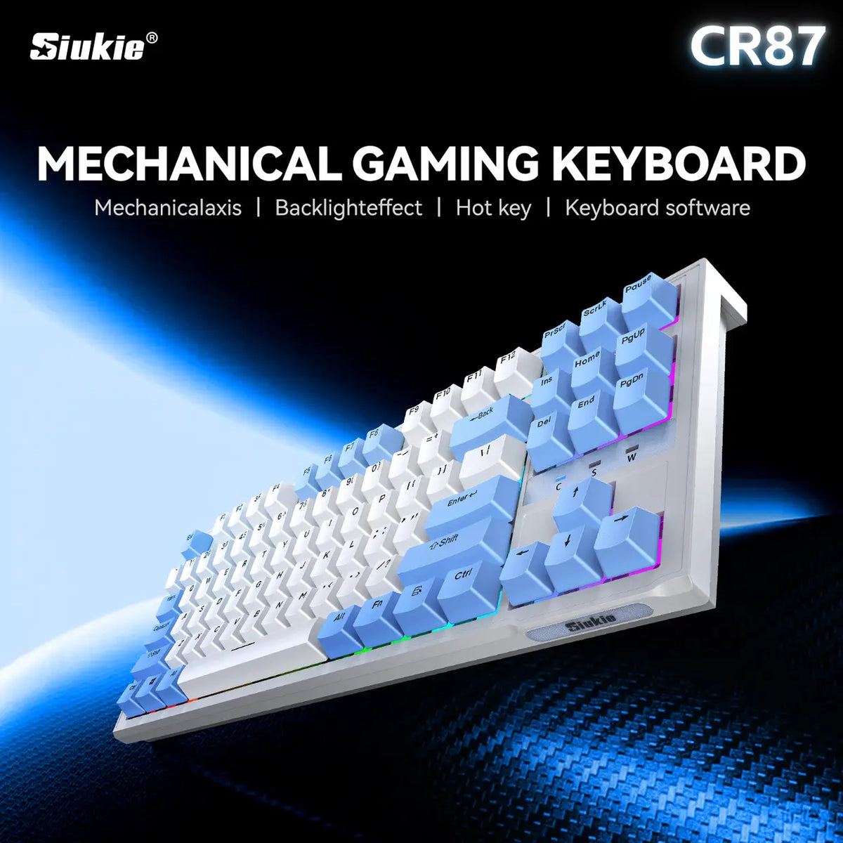 Siukie CR87 Mechanische Tastatur – 87 Tasten – Austauschbare Schalter
