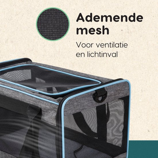 Volcan Reisetasche Katze - Baumwolle Reisekorb - Tragetasche Katzen oder kleiner Hund - Katze Reisekorb- Grau