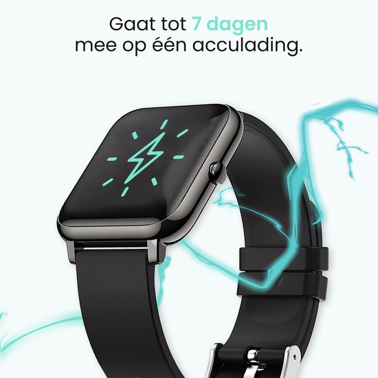 MAOO AMPLIFY Smartwatch - Inkl. Bildschirmschutz - Herzfrequenz, Blutdruck, Blutsättigung, Schlaf, Entfernung - Schrittzähler - Smartwatch Männer - Smartwatch Frauen - Uhr - Weihnachtsgeschenk - Schwarz