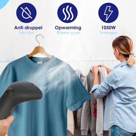 Samako SteamWave Kleidungsdämpfer - Leistungsstarker Handdampfer - Handdampfgerät - Dampfbügeleisen - Kompakt für unterwegs - Schwarz